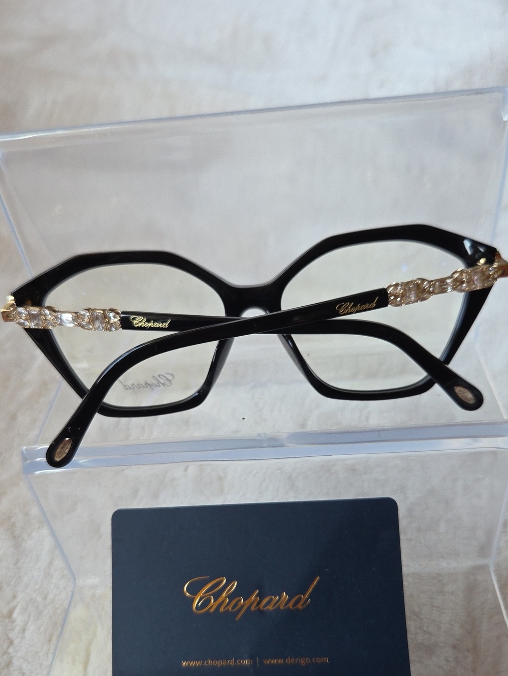 Chopard Luxury Black Women's Optical Glasses with Gold Temples - Picture 10 of 11